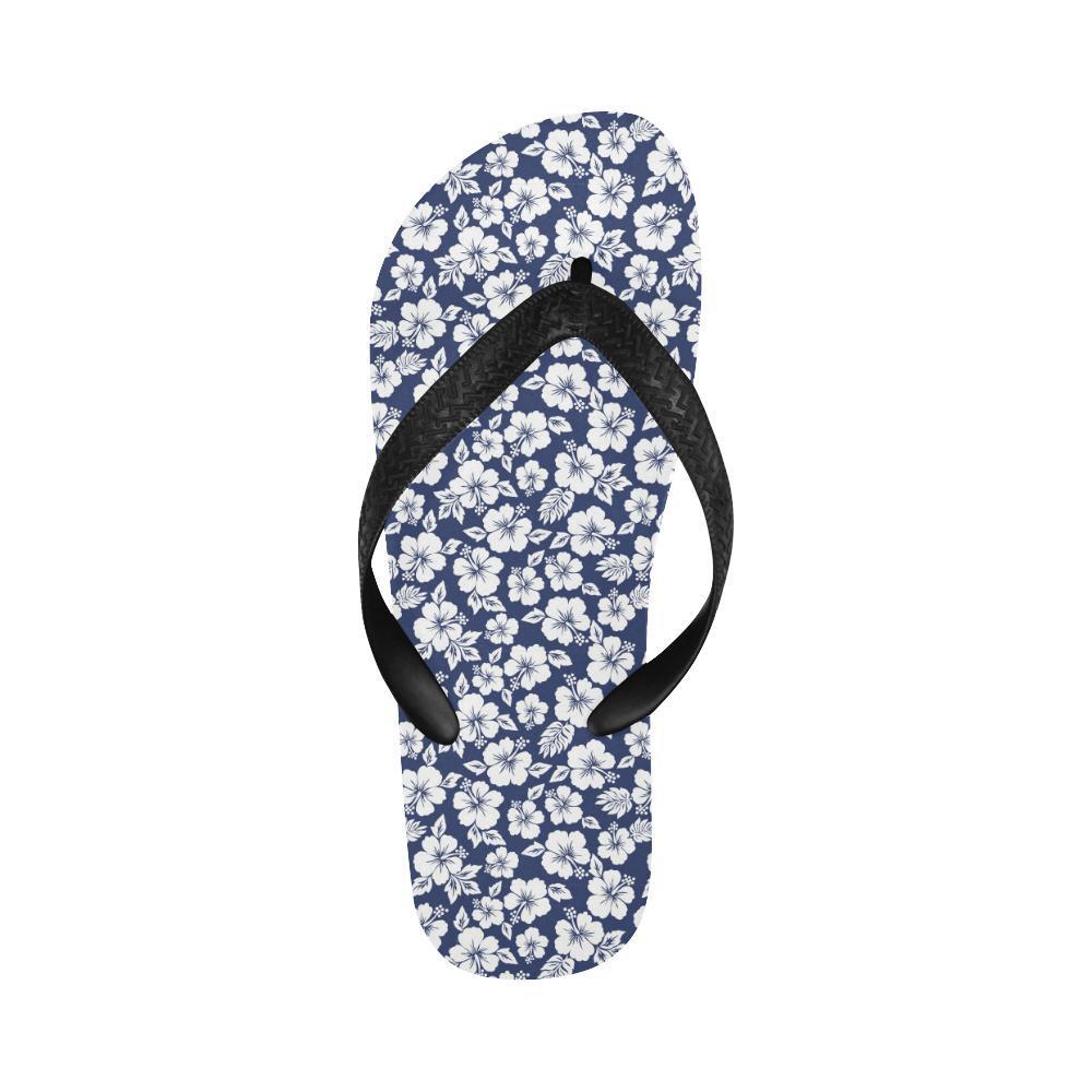 Hibiscus Blue Hawaiian Flower Style Flip Flops-JTAMIGO.COM