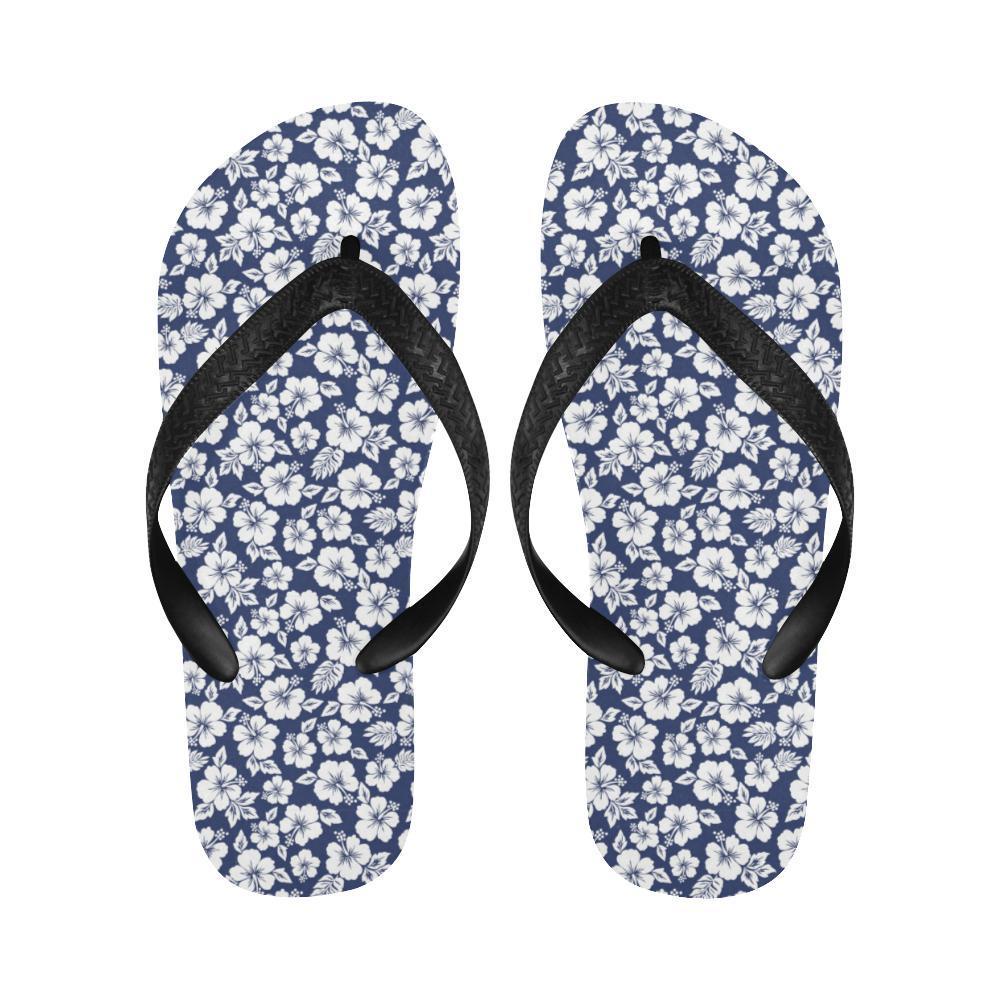 Hibiscus Blue Hawaiian Flower Style Flip Flops-JTAMIGO.COM