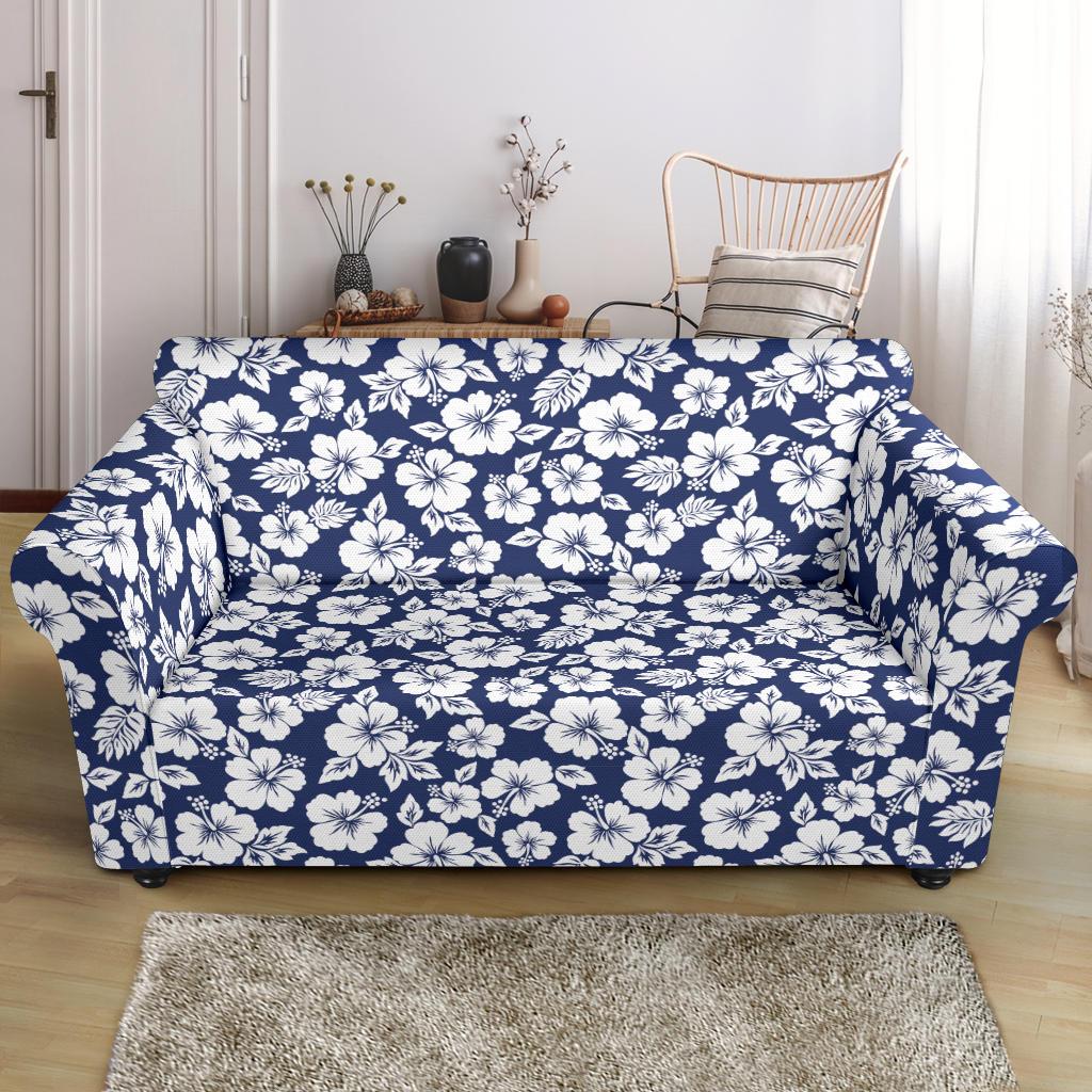 Hibiscus Blue Hawaiian Flower Style Loveseat Slipcover-JTAMIGO.COM