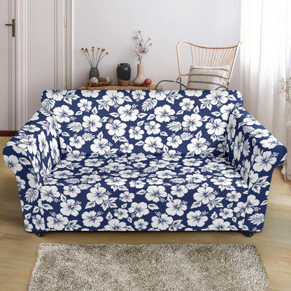 Hibiscus Blue Hawaiian Flower Style Loveseat Slipcover-JTAMIGO.COM