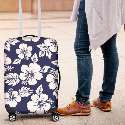 Hibiscus Blue Hawaiian Flower Style Luggage Cover Protector