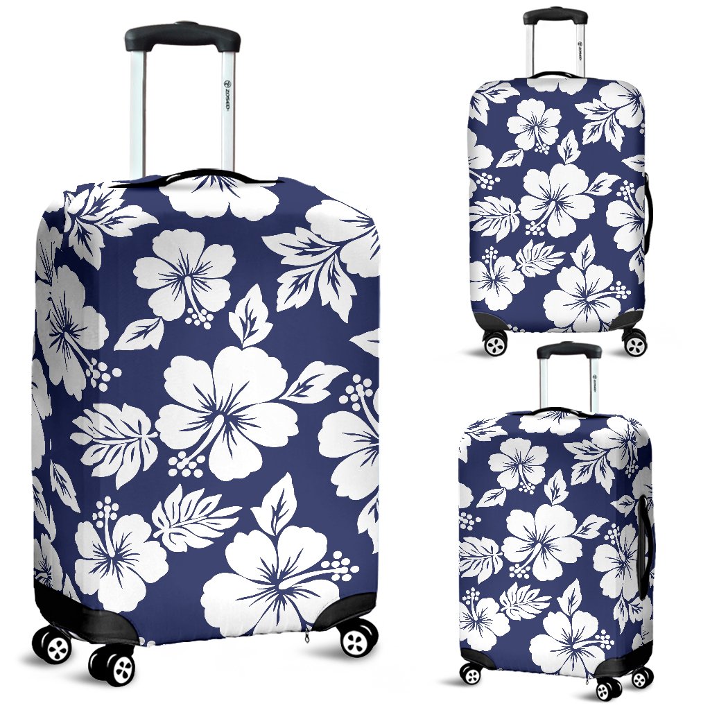 Hibiscus Blue Hawaiian Flower Style Luggage Cover Protector