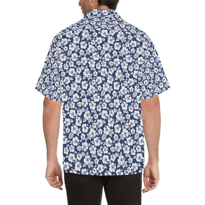 Hibiscus Blue Hawaiian Flower Style Men Aloha Hawaiian Shirt