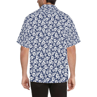 Hibiscus Blue Hawaiian Flower Style Men Aloha Hawaiian Shirt