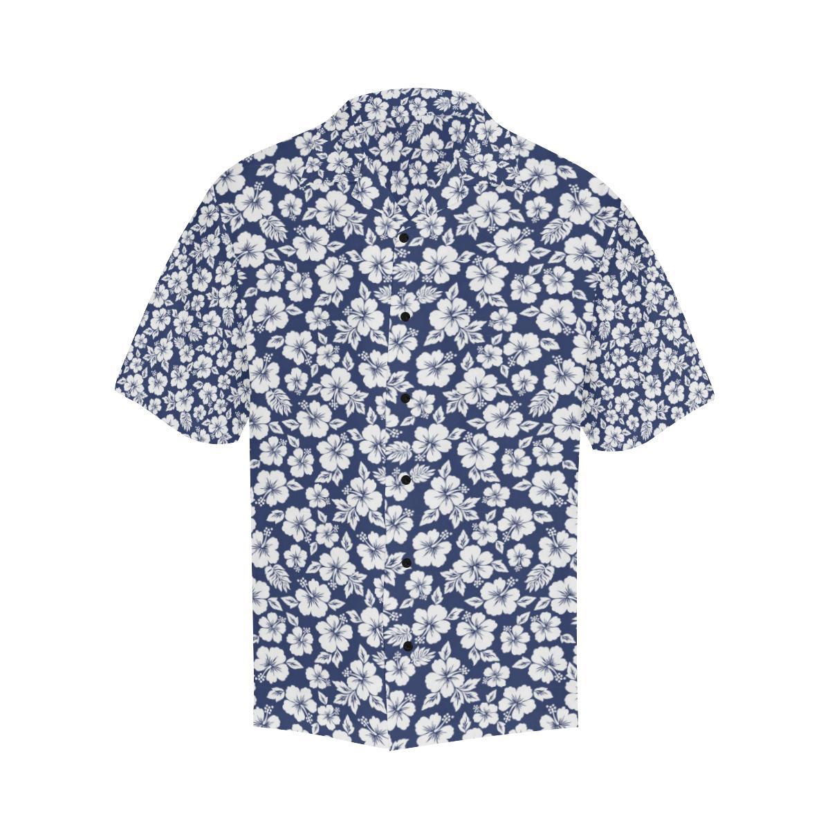Hibiscus Blue Hawaiian Flower Style Men Aloha Hawaiian Shirt