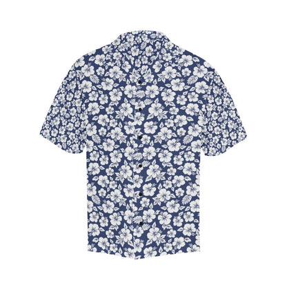 Hibiscus Blue Hawaiian Flower Style Men Aloha Hawaiian Shirt