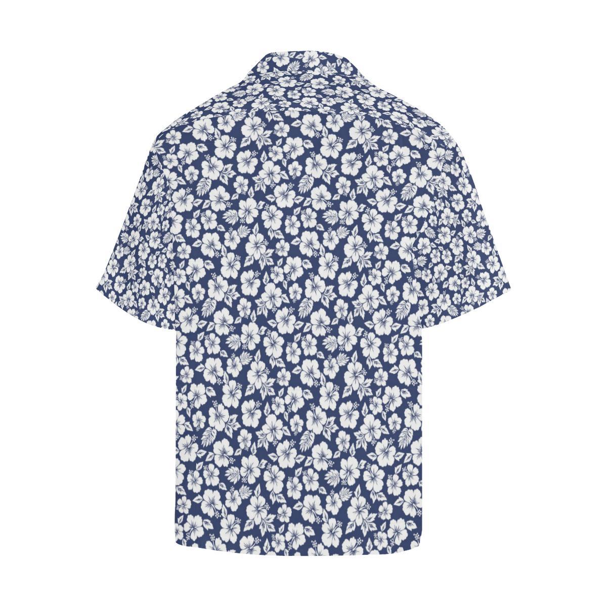 Hibiscus Blue Hawaiian Flower Style Men Aloha Hawaiian Shirt