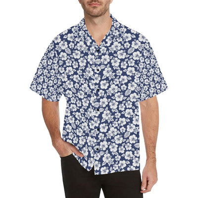 Hibiscus Blue Hawaiian Flower Style Men Aloha Hawaiian Shirt