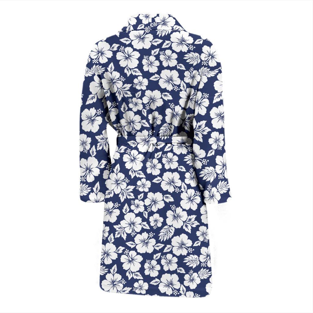 Hibiscus Blue Hawaiian Flower Style Men Bath Robe-JTAMIGO.COM