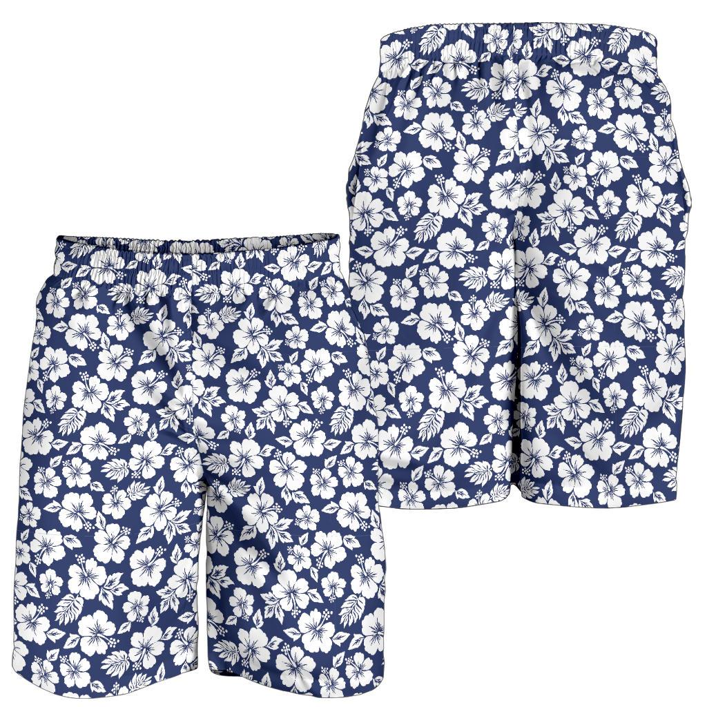 Hibiscus Blue Hawaiian Flower Style Mens Shorts-JTAMIGO.COM