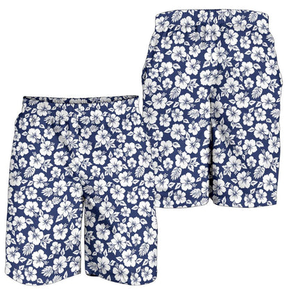 Hibiscus Blue Hawaiian Flower Style Mens Shorts-JTAMIGO.COM