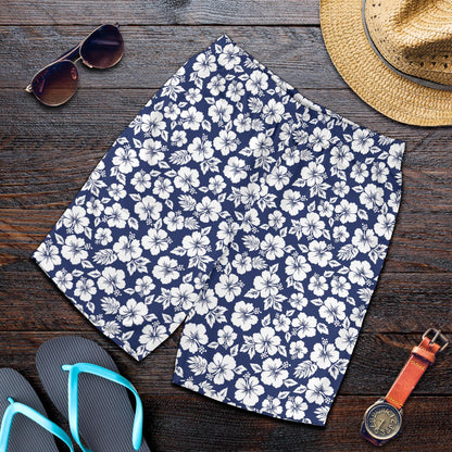 Hibiscus Blue Hawaiian Flower Style Mens Shorts-JTAMIGO.COM