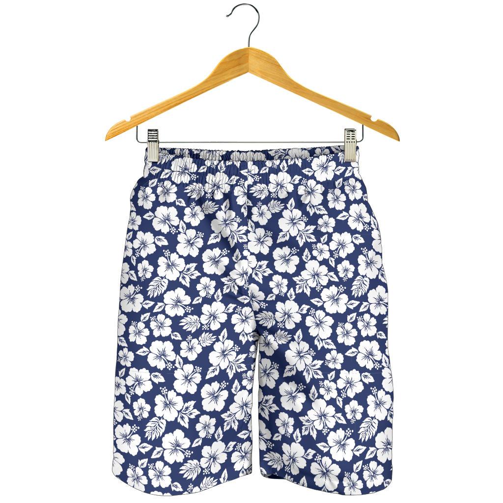 Hibiscus Blue Hawaiian Flower Style Mens Shorts-JTAMIGO.COM