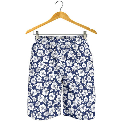 Hibiscus Blue Hawaiian Flower Style Mens Shorts-JTAMIGO.COM