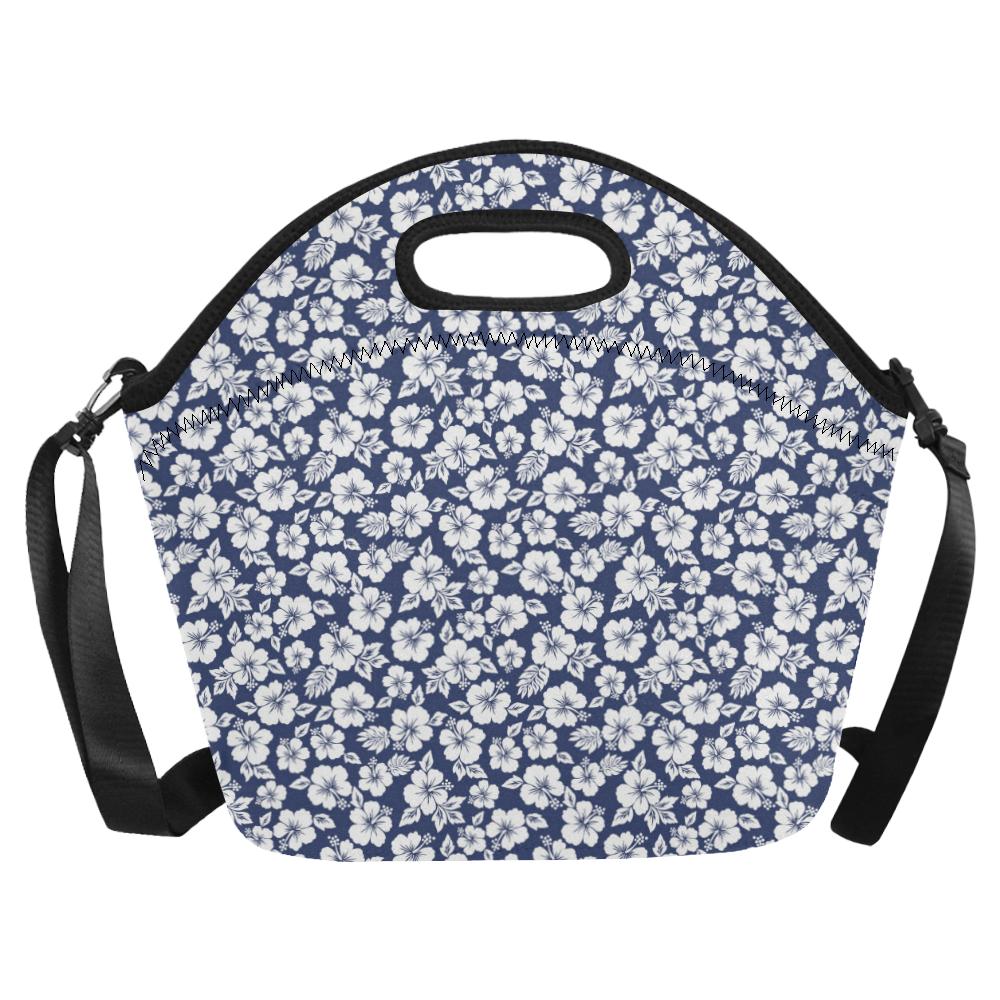 Hibiscus Blue Hawaiian Flower Style Neoprene Lunch Bag (Model 1669)(Large)-JTAMIGO.COM