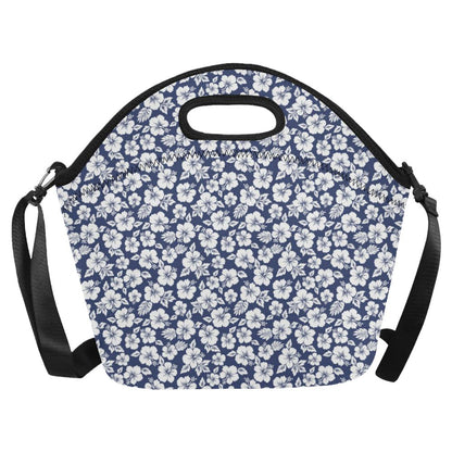 Hibiscus Blue Hawaiian Flower Style Neoprene Lunch Bag (Model 1669)(Large)-JTAMIGO.COM