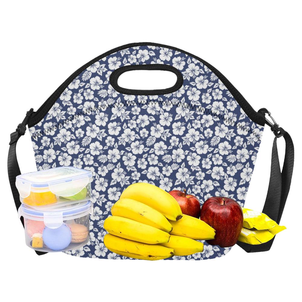 Hibiscus Blue Hawaiian Flower Style Neoprene Lunch Bag (Model 1669)(Large)-JTAMIGO.COM