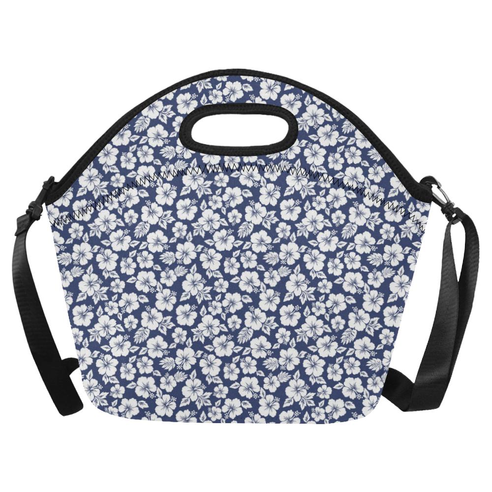 Hibiscus Blue Hawaiian Flower Style Neoprene Lunch Bag (Model 1669)(Large)-JTAMIGO.COM