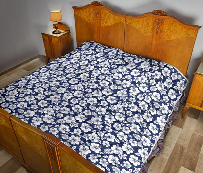 Hibiscus Blue Hawaiian Flower Style Premium Quilt-JTAMIGO.COM