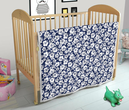 Hibiscus Blue Hawaiian Flower Style Premium Quilt-JTAMIGO.COM