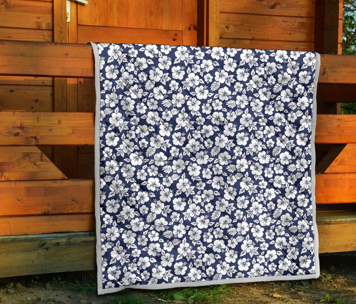 Hibiscus Blue Hawaiian Flower Style Premium Quilt-JTAMIGO.COM