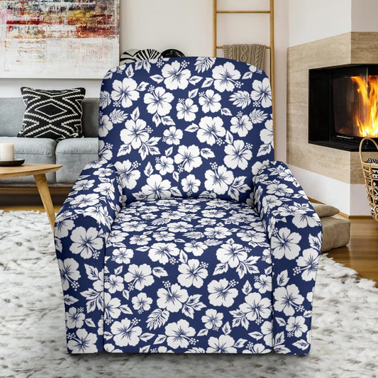 Hibiscus Blue Hawaiian Flower Style Single Sofa Slipcover -JTAMIGO.COM