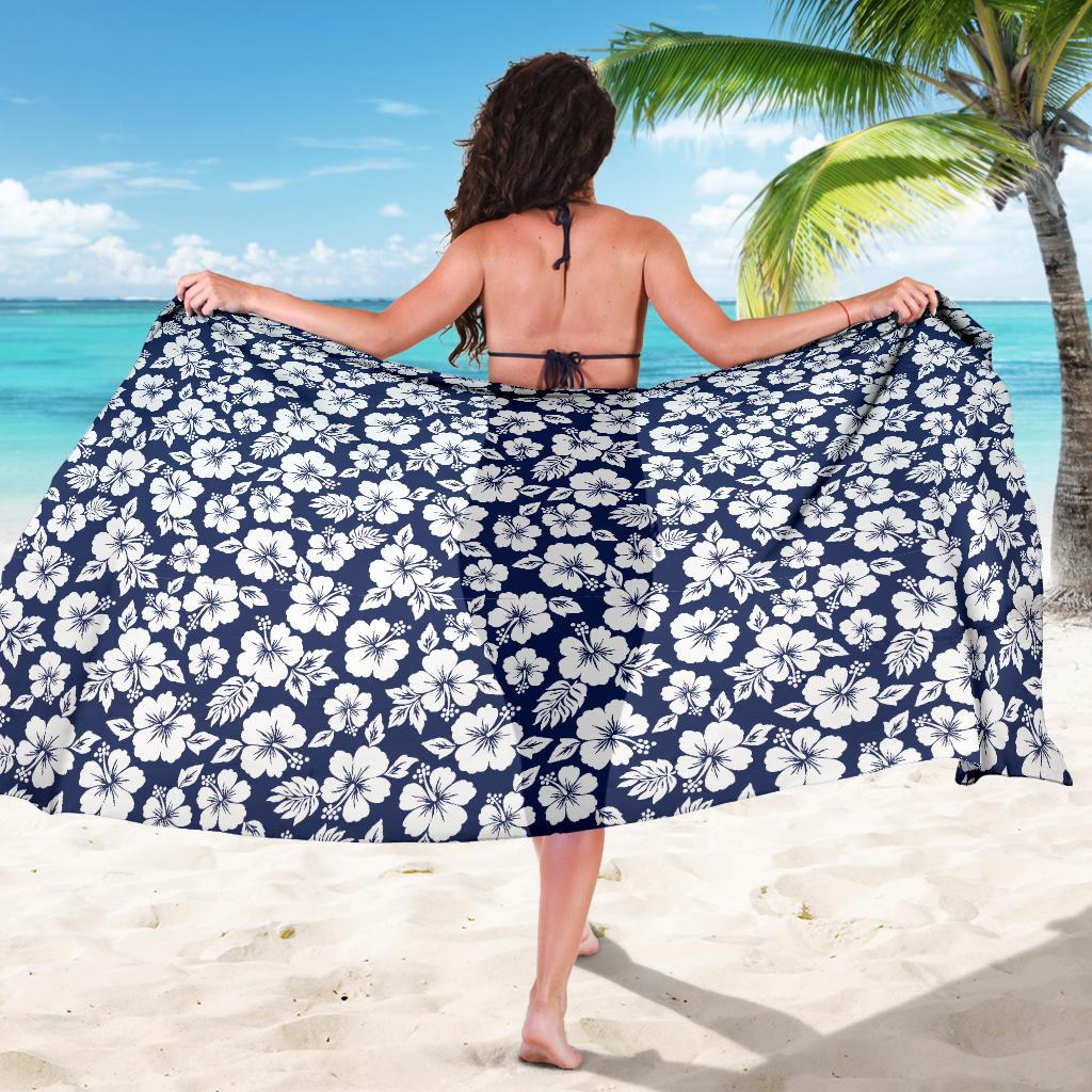 Hibiscus Blue Hawaiian Flower Style Sarong Pareo Wrap