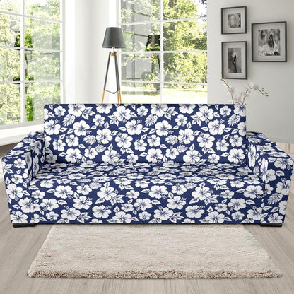 Hibiscus Blue Hawaiian Flower Style Sofa Slipcover-JTAMIGO.COM