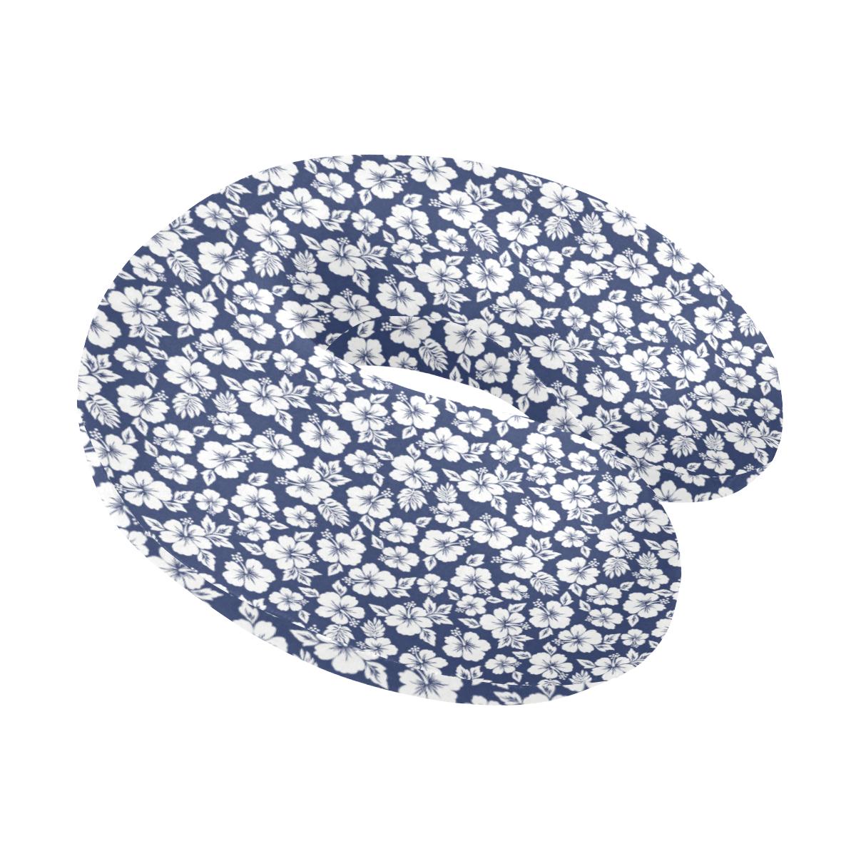 Hibiscus Blue Hawaiian Flower Style U-Shaped Travel Neck Pillow-JTAMIGO.COM