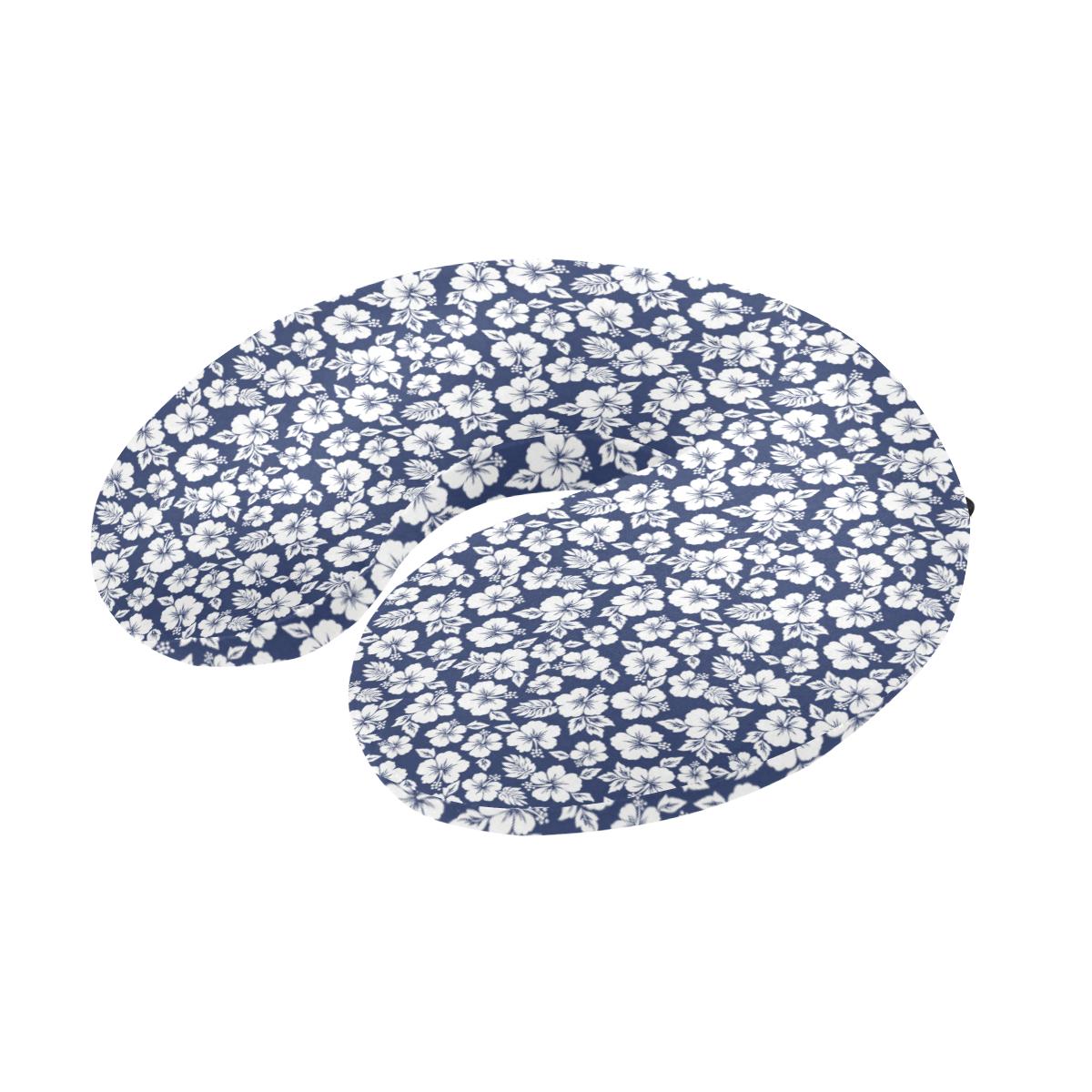 Hibiscus Blue Hawaiian Flower Style U-Shaped Travel Neck Pillow-JTAMIGO.COM