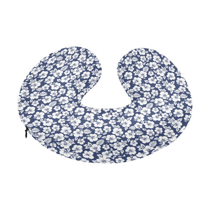 Hibiscus Blue Hawaiian Flower Style U-Shaped Travel Neck Pillow-JTAMIGO.COM