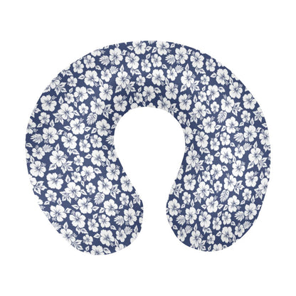 Hibiscus Blue Hawaiian Flower Style U-Shaped Travel Neck Pillow-JTAMIGO.COM