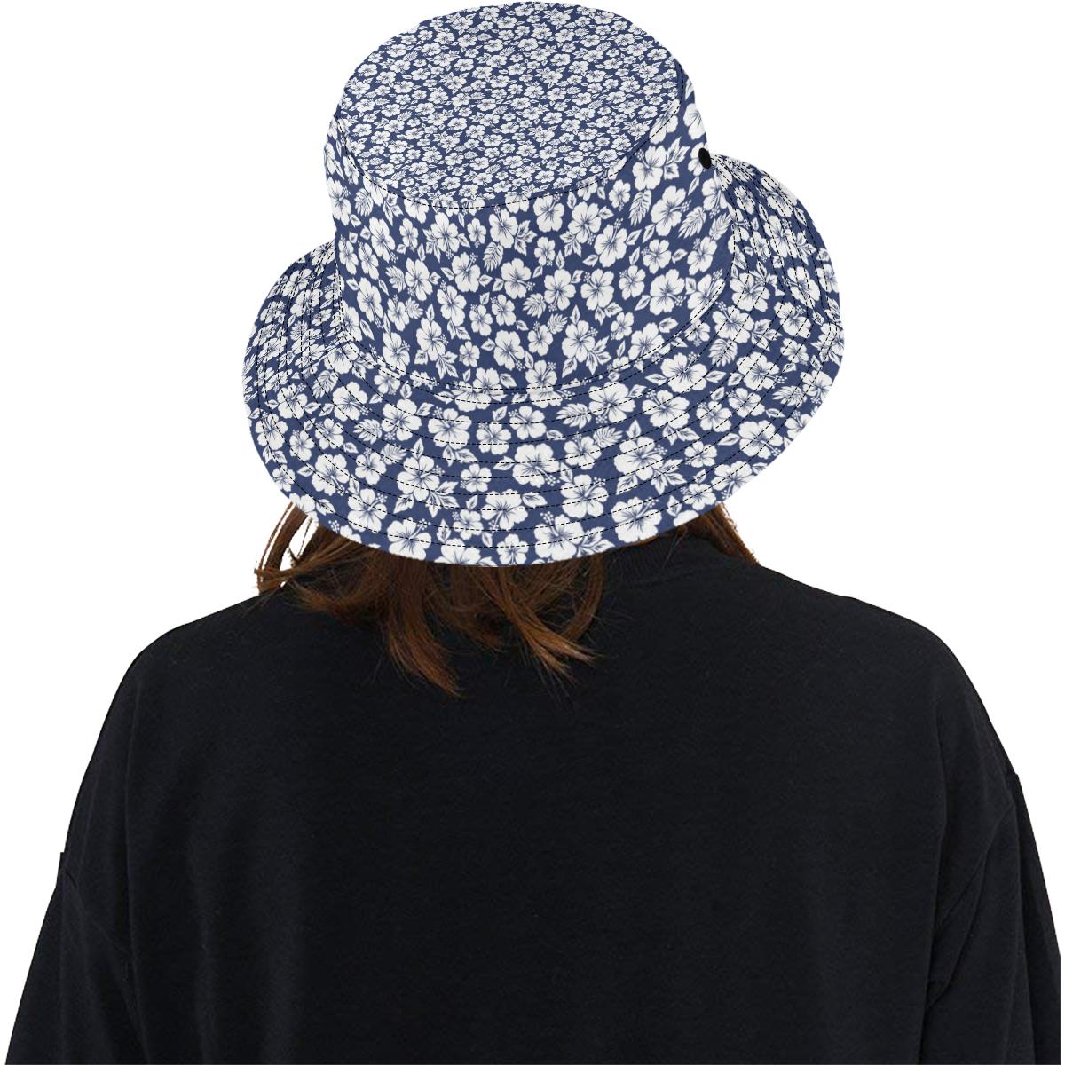 Hibiscus Blue Hawaiian Flower Style Unisex Bucket Hat