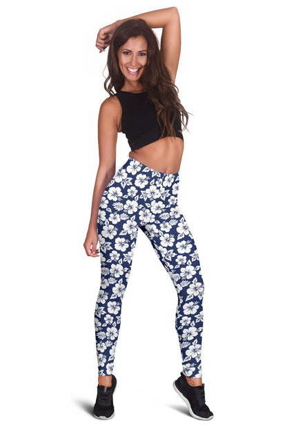 Hibiscus Blue Hawaiian Flower Style Women Leggings