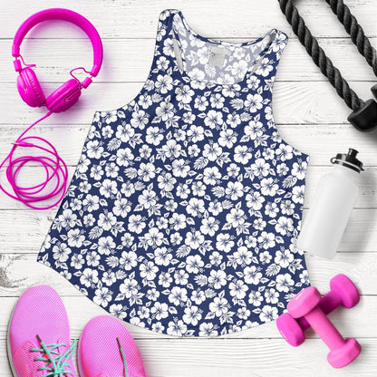 Hibiscus Blue Hawaiian Flower Style Women Racerback Tank Top