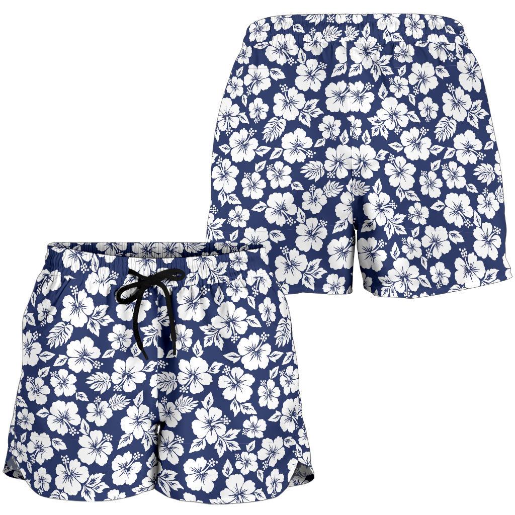 Hibiscus Blue Hawaiian Flower Style Women Shorts-JTAMIGO.COM