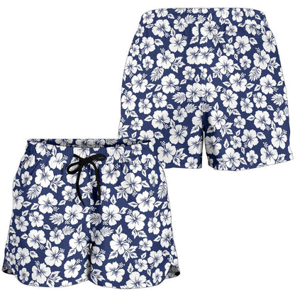 Hibiscus Blue Hawaiian Flower Style Women Shorts-JTAMIGO.COM