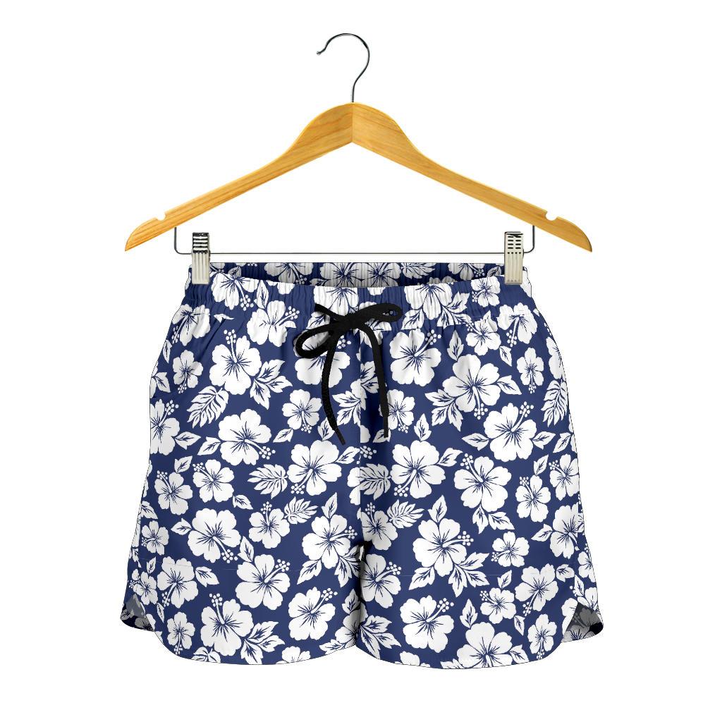 Hibiscus Blue Hawaiian Flower Style Women Shorts-JTAMIGO.COM