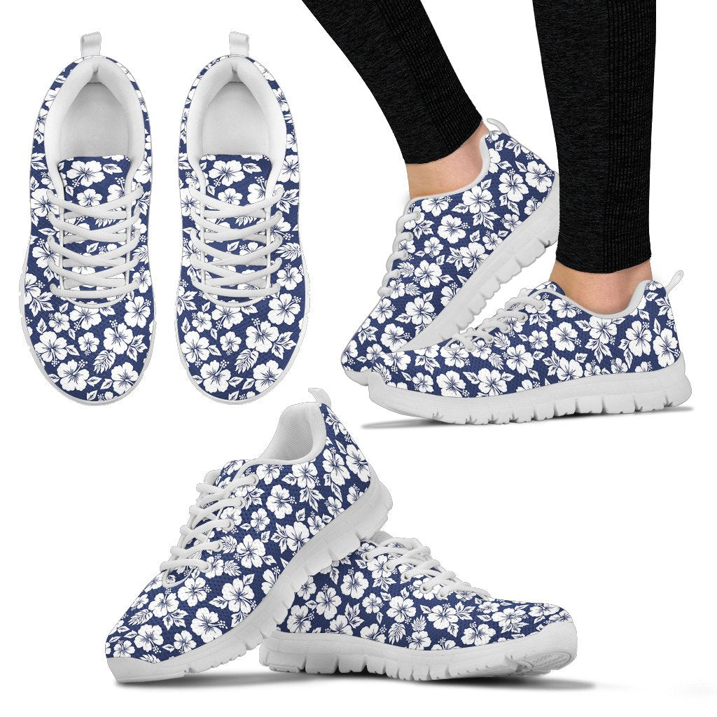 Hibiscus Blue Hawaiian Flower Style Women Sneakers Shoes
