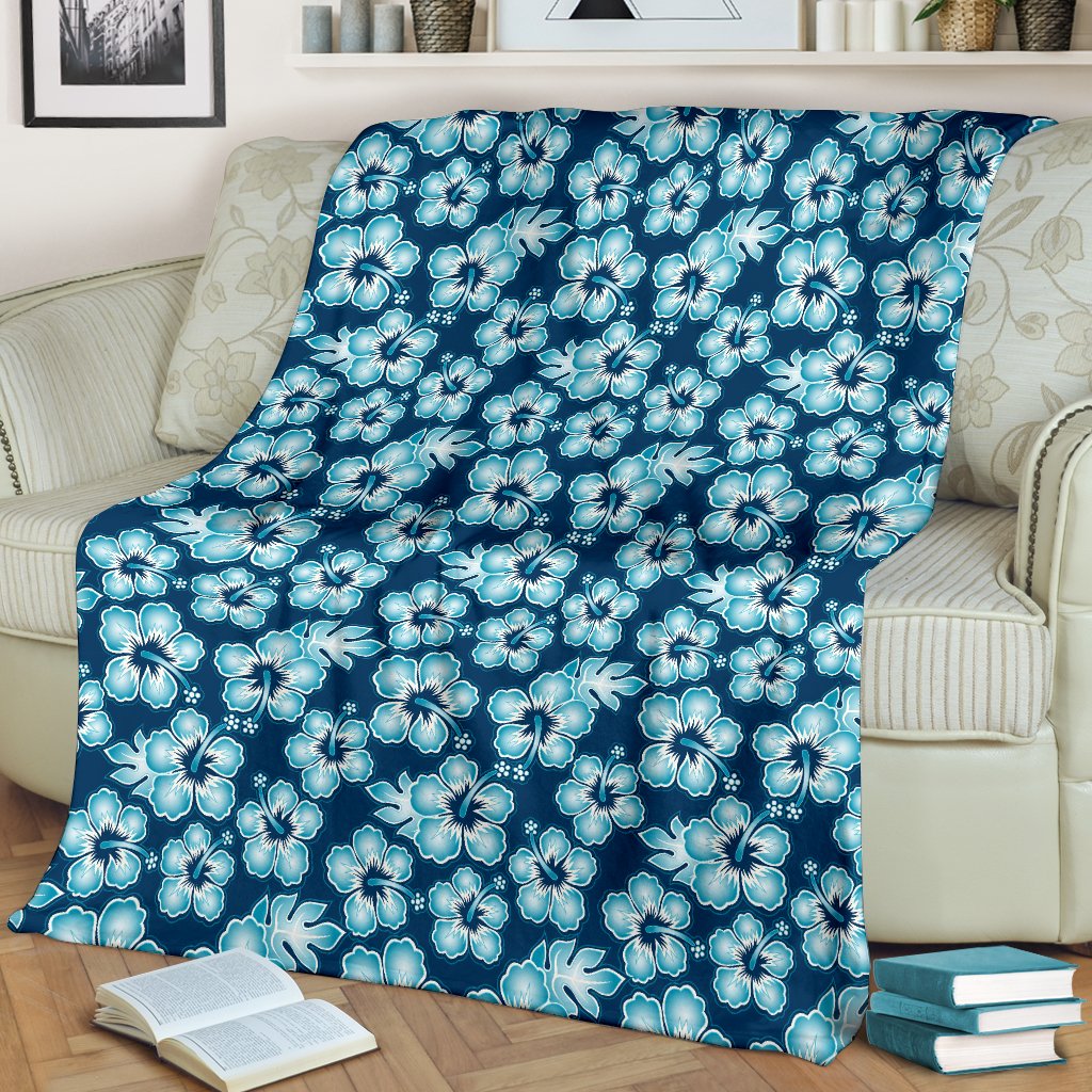 Hibiscus Flower Hawaiian Themed Fleece Blanket