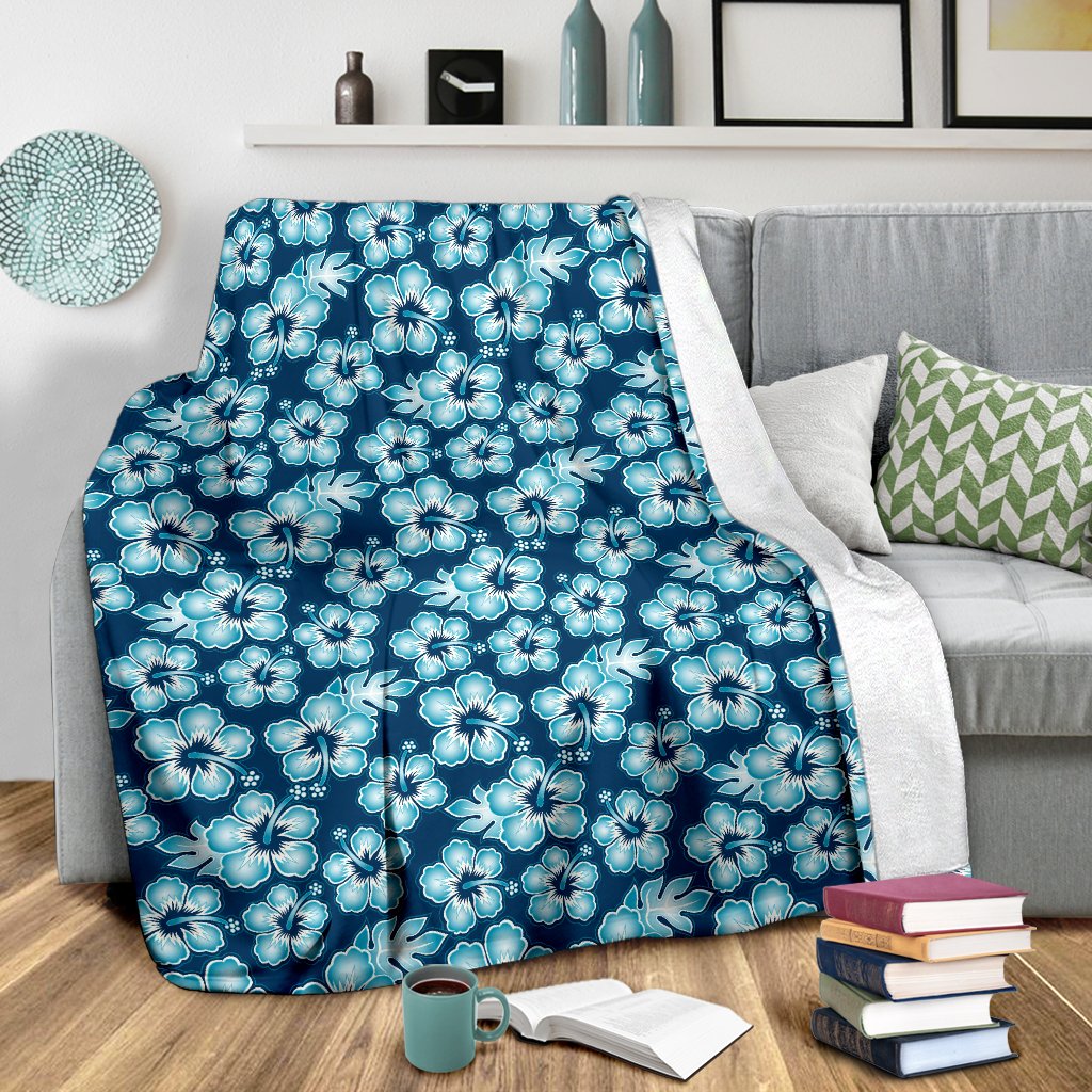 Hibiscus Flower Hawaiian Themed Fleece Blanket