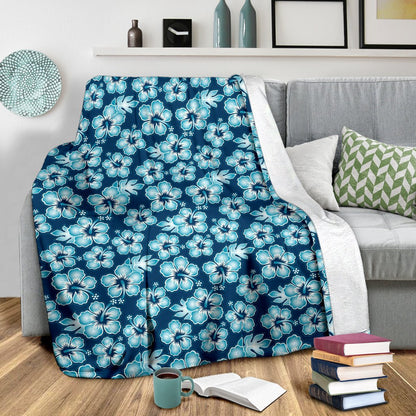 Hibiscus Flower Hawaiian Themed Fleece Blanket