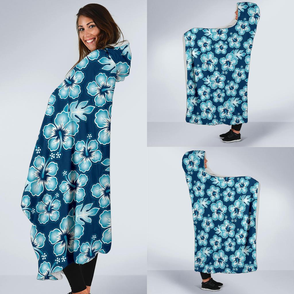 Hibiscus Flower Hawaiian Themed Hooded Blanket-JTAMIGO.COM