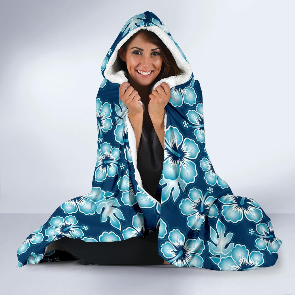 Hibiscus Flower Hawaiian Themed Hooded Blanket-JTAMIGO.COM