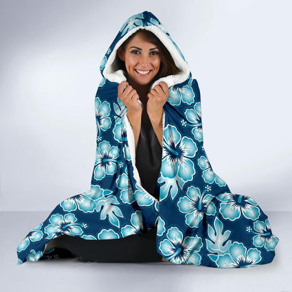 Hibiscus Flower Hawaiian Themed Hooded Blanket-JTAMIGO.COM