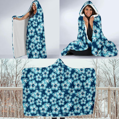 Hibiscus Flower Hawaiian Themed Hooded Blanket-JTAMIGO.COM