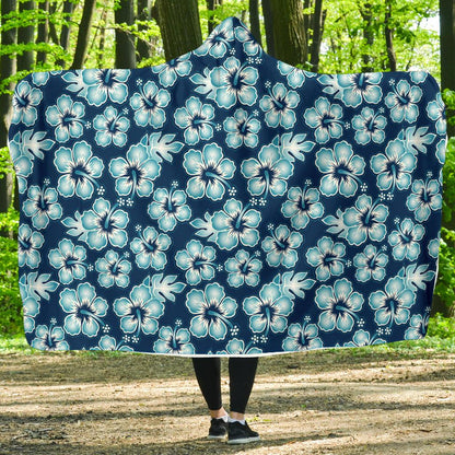 Hibiscus Flower Hawaiian Themed Hooded Blanket-JTAMIGO.COM
