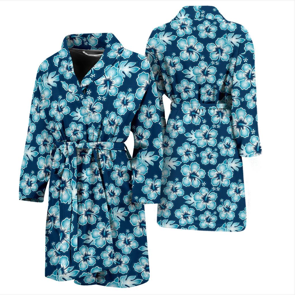 Hibiscus Flower Hawaiian Themed Men Bath Robe-JTAMIGO.COM