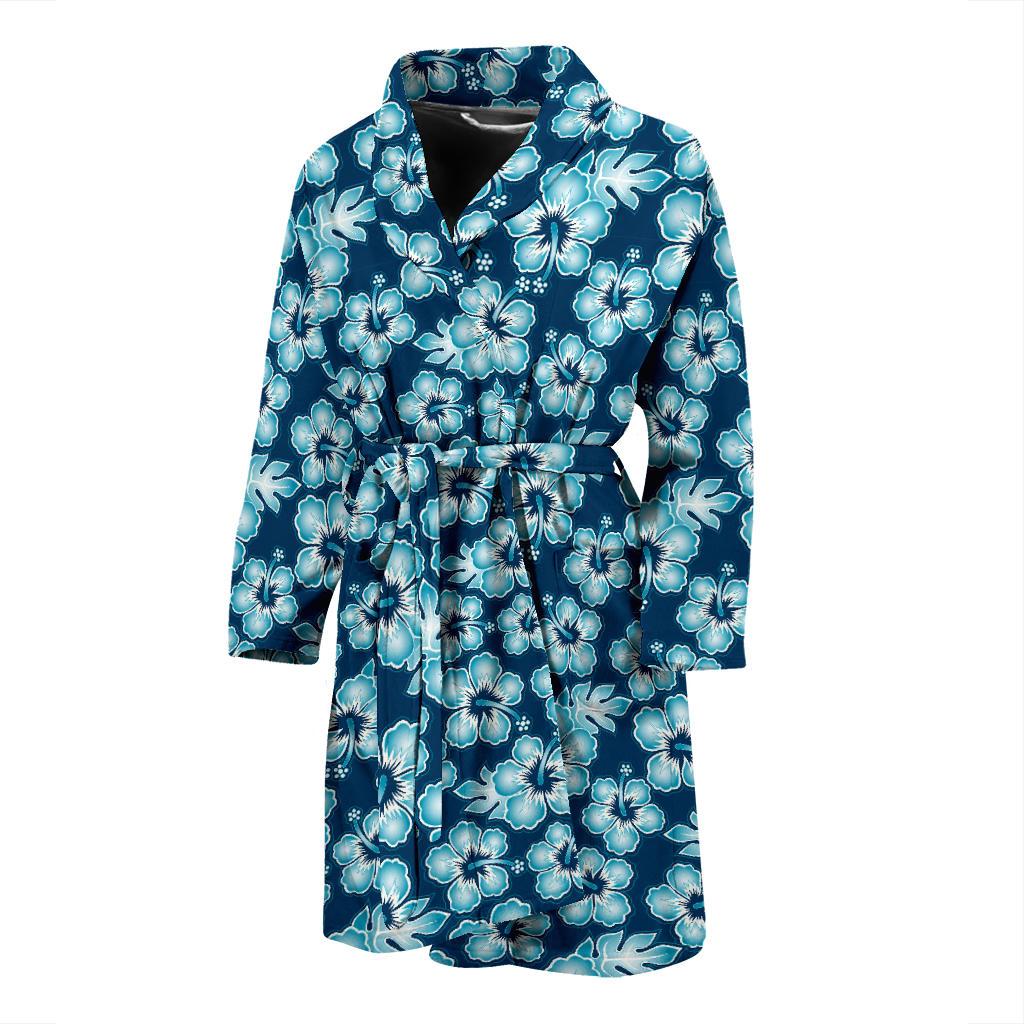 Hibiscus Flower Hawaiian Themed Men Bath Robe-JTAMIGO.COM