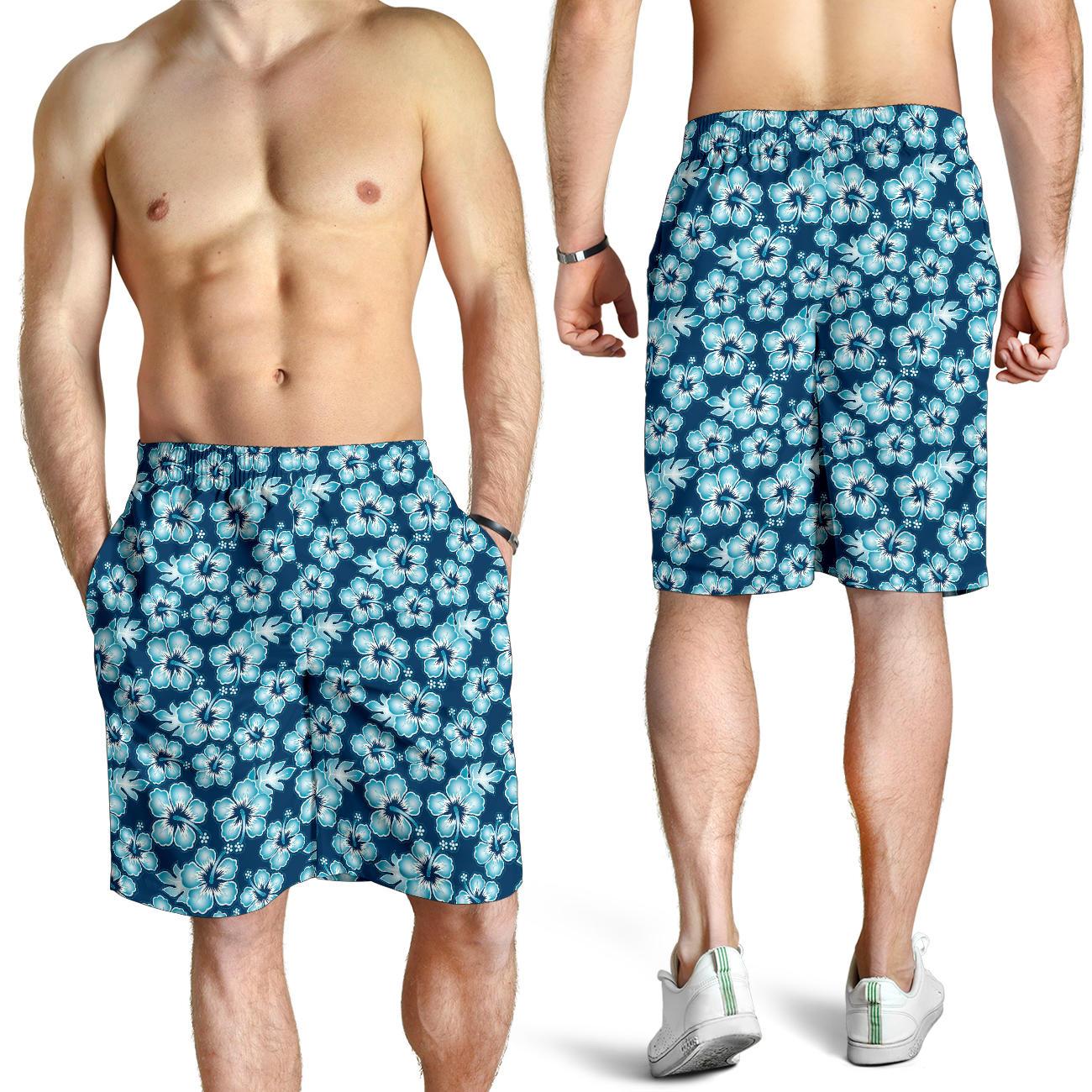 Hibiscus Flower Hawaiian Themed Mens Shorts-JTAMIGO.COM
